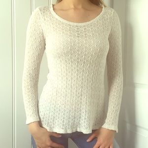 Cream Knit Long Sleeve Top
